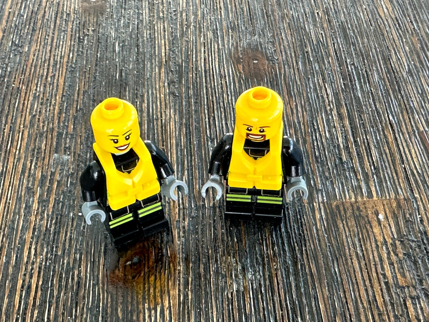Lego Minifigure Fire Fighters - Man and Woman - Set of 2