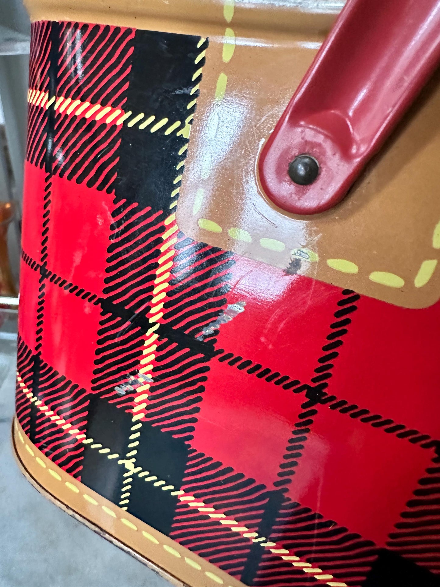 1950s Vintage “The Skotch Basket” Tin Picnic Basket – Petra Cabot Design – Mid Century Metal Hamper