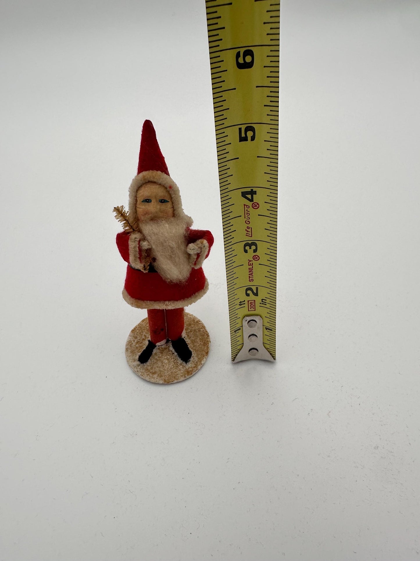 Vintage Pipe Cleaner Santa Figurine 5.5” Antique Felt Coat Japan