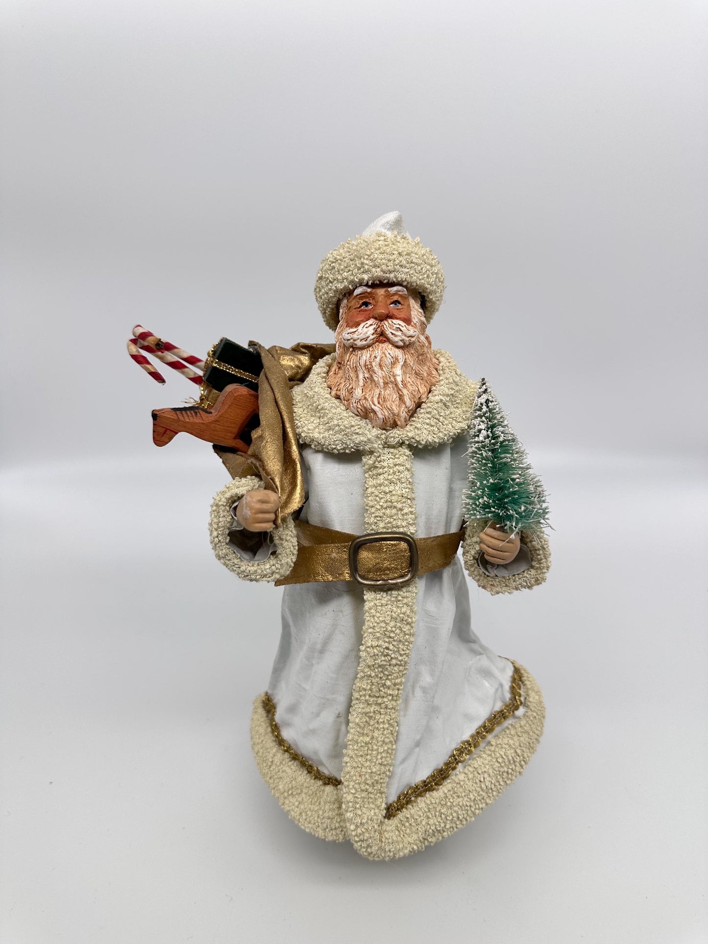 Vintage 1988 Clothtiques Possible Dreams Santa Claus Figurine | White & Gold Christmas Santa | Holiday Collectible