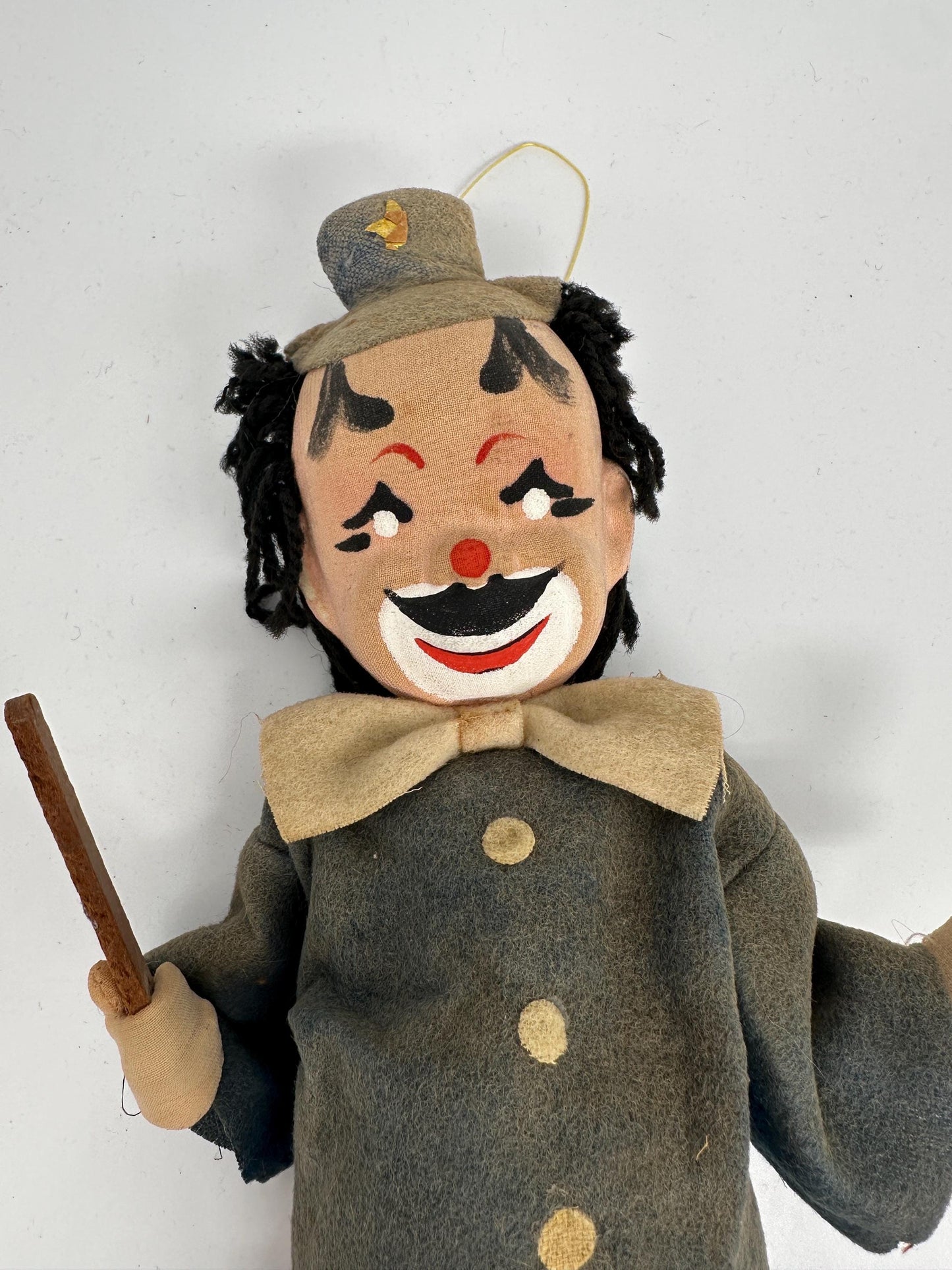 1960s Holiday Fair Hobo Clown Doll, Poseable Felt, Made in Japan Kitsch Décor