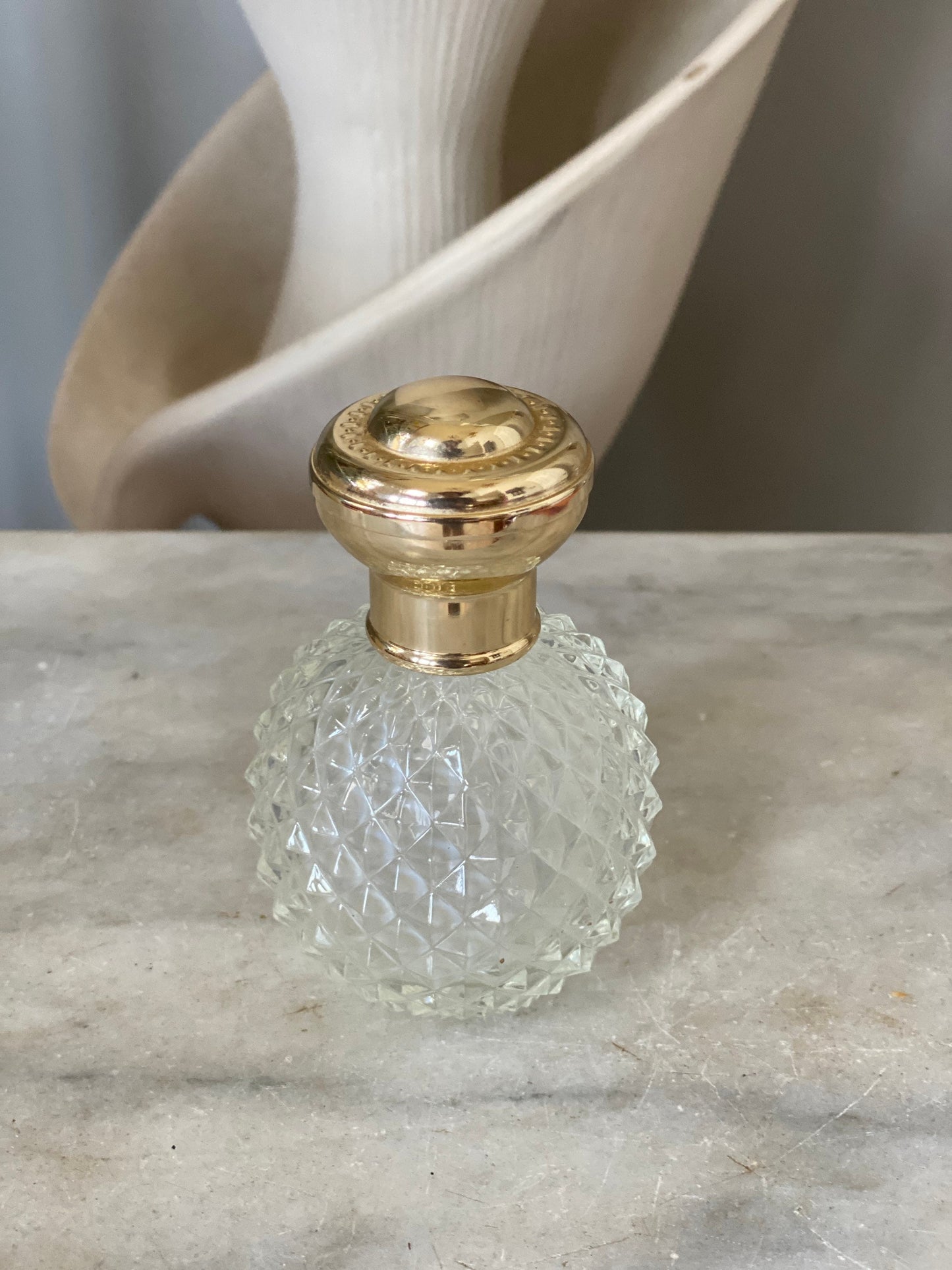 Vintage 1960s to 1980s Vieux Rouen France French Perfume Bottle Diamknd Hobnail Spray Bottle Engraved Bottom