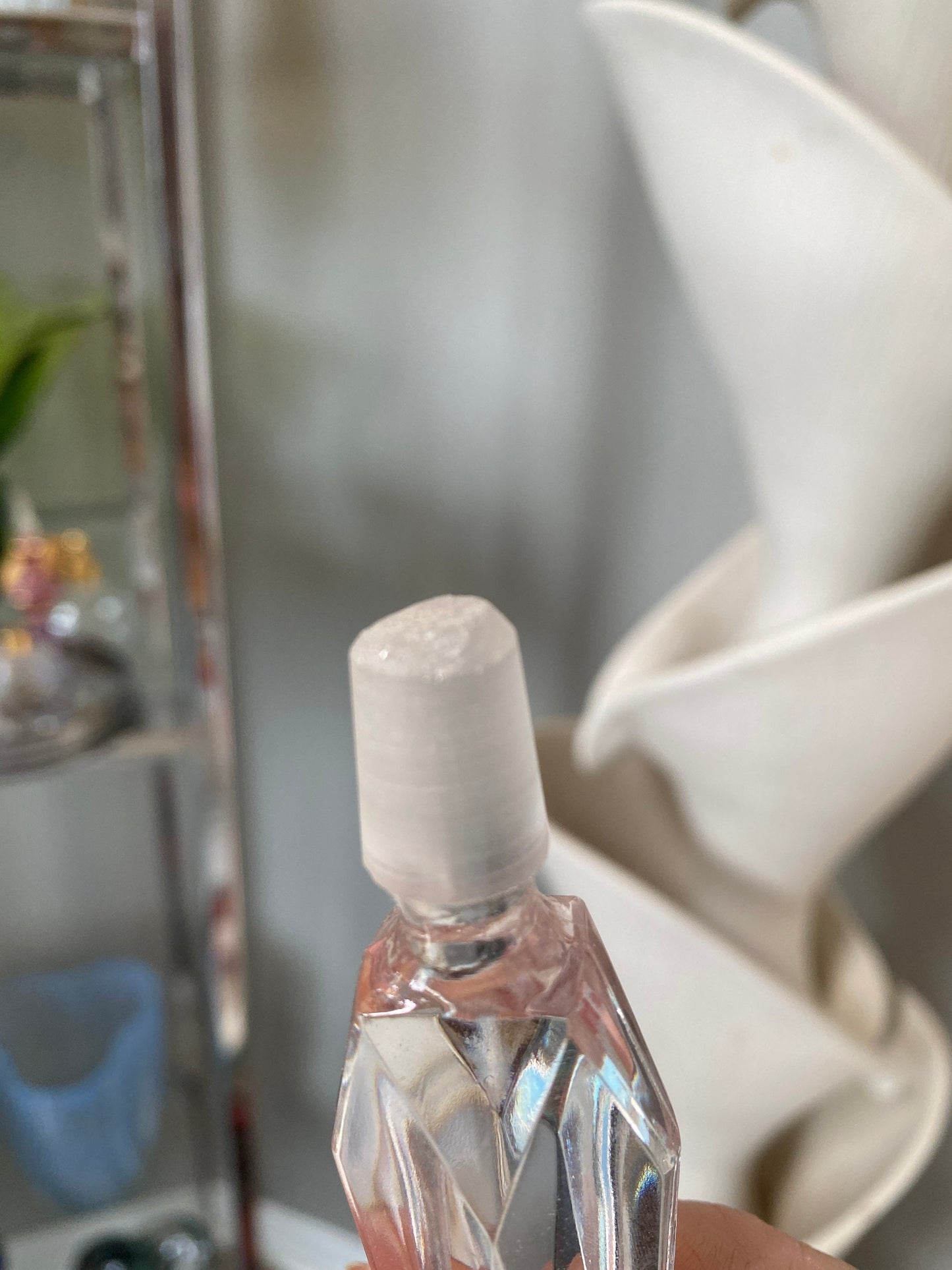 Vintage Golden Crown E & R Crystal Perfume Bottle Stopper West Germany Empty
