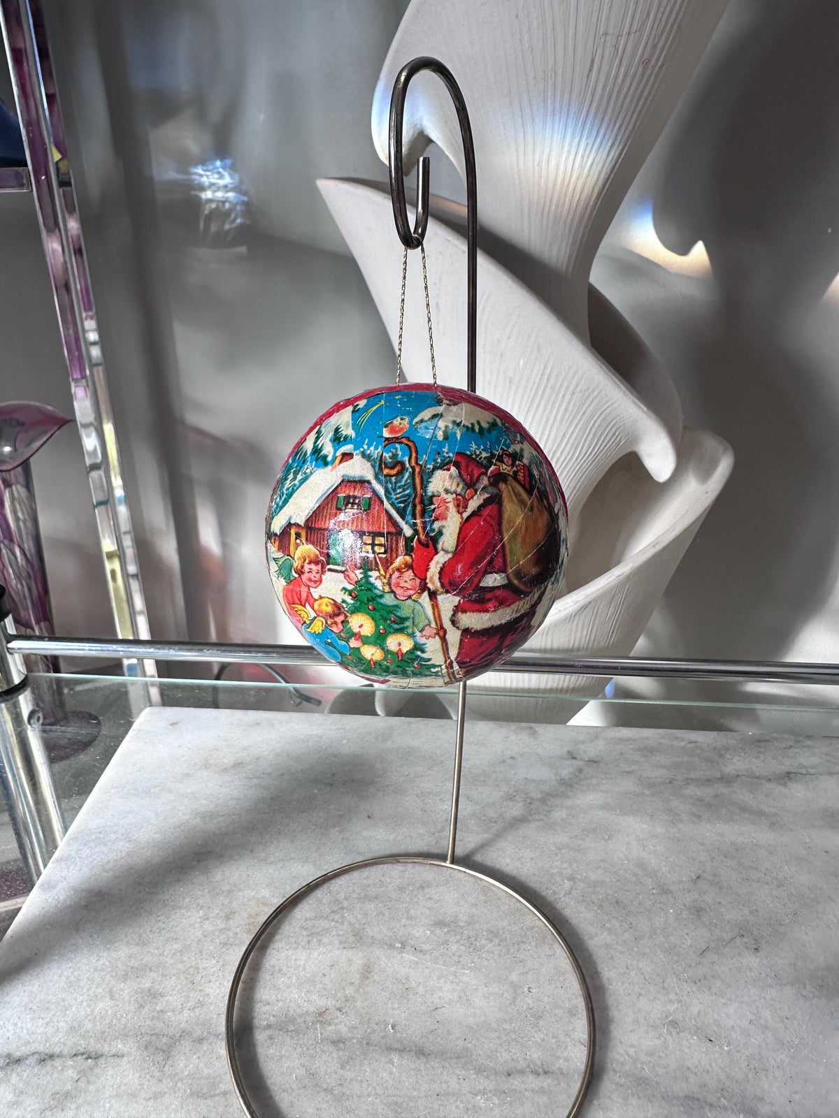 Vintage Kurt S Adler Paper Mache Ball Ornament (1956 Western Germany)