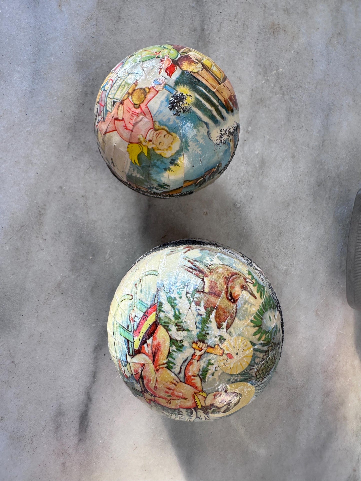 Vintage Paper Mache Christmas Ornaments | Made in West Germany | (Set of 2 nesting ornaments)