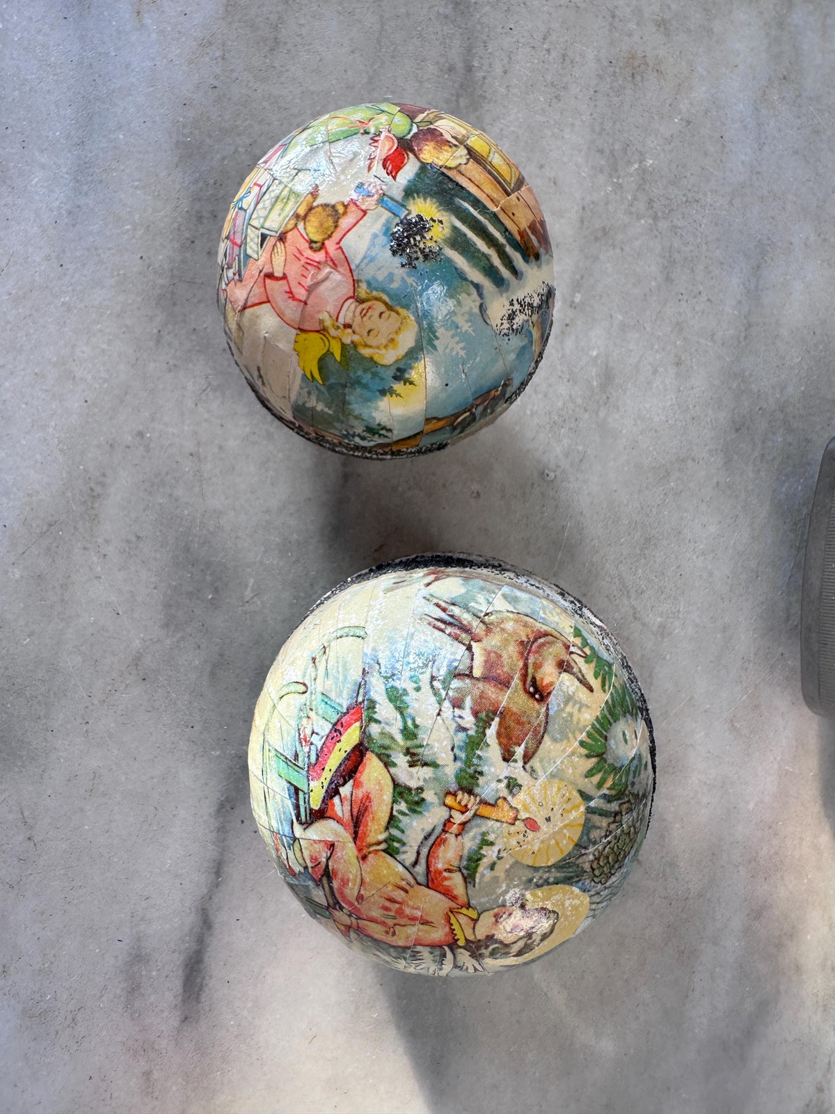 Vintage Paper Mache Christmas Ornaments | Made in West Germany | (Set of 2 nesting ornaments)
