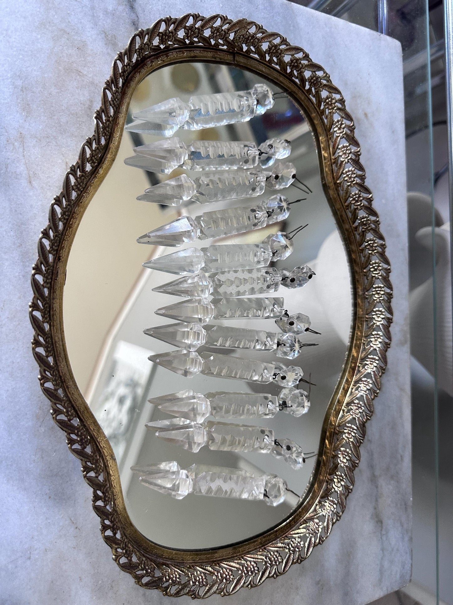 Antique French Cut Crystal Spear Prisms – Set of 12 Chandelier Parts