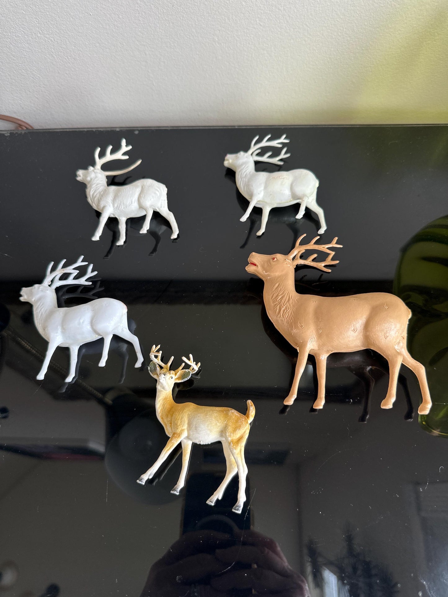 Vintage Estate Celluloid Christmas Reindeer - Set of Five