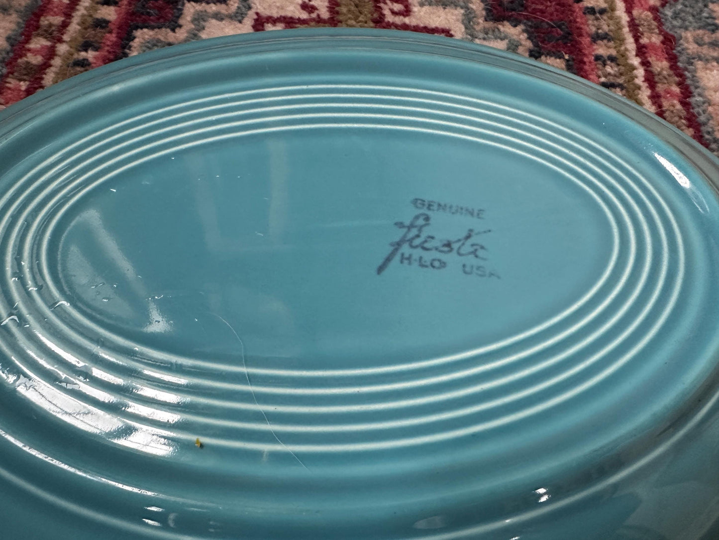 Vintage Fiesta® Ware Turquoise Oval Serving Platter – 13.6” Large Serving Tray – Homer Laughlin Fiestaware