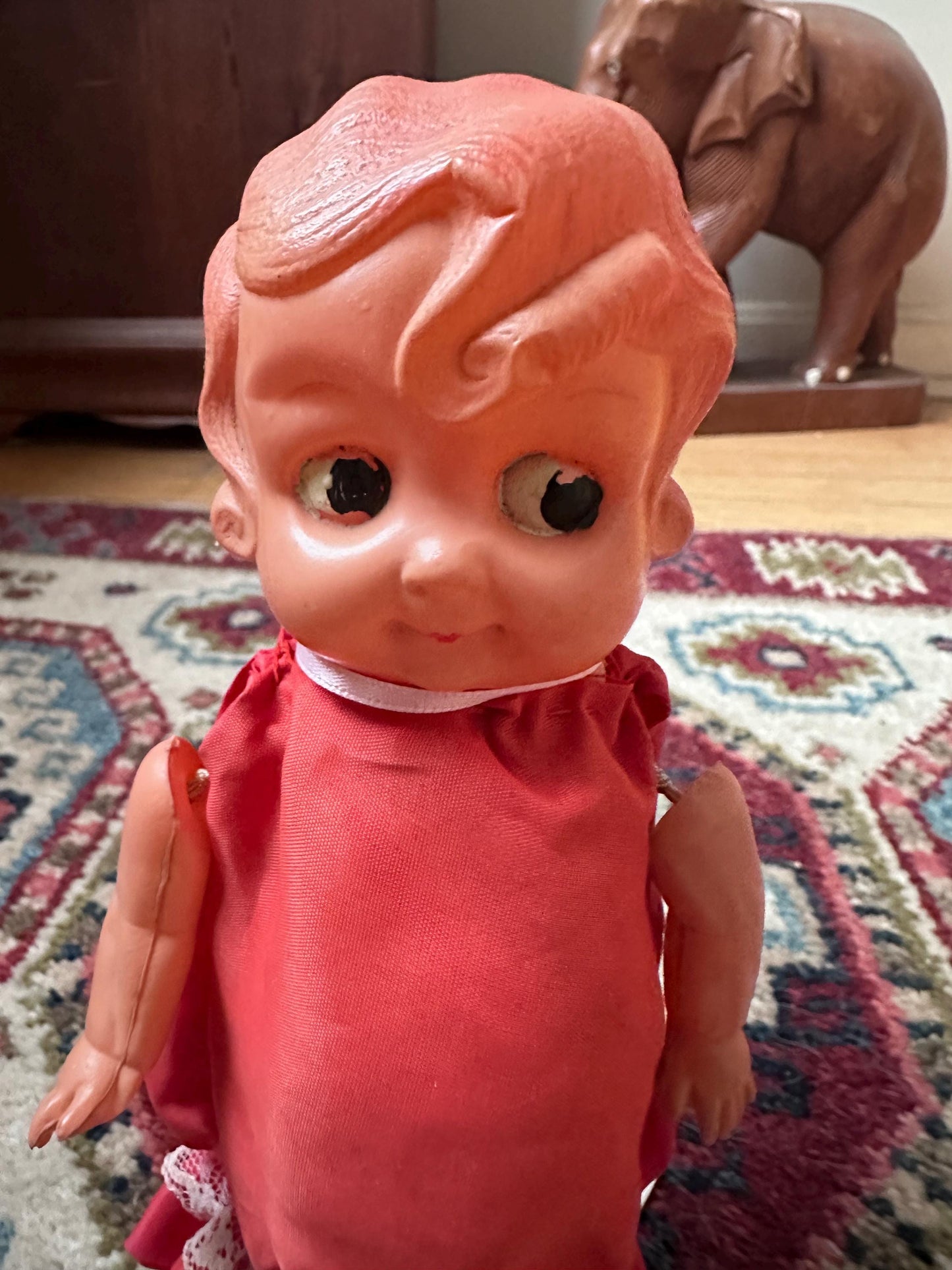Vintage Kewpie Doll Carnival Game Prize – 1940s Japan Import Flapper Toy – 8.5” Tall