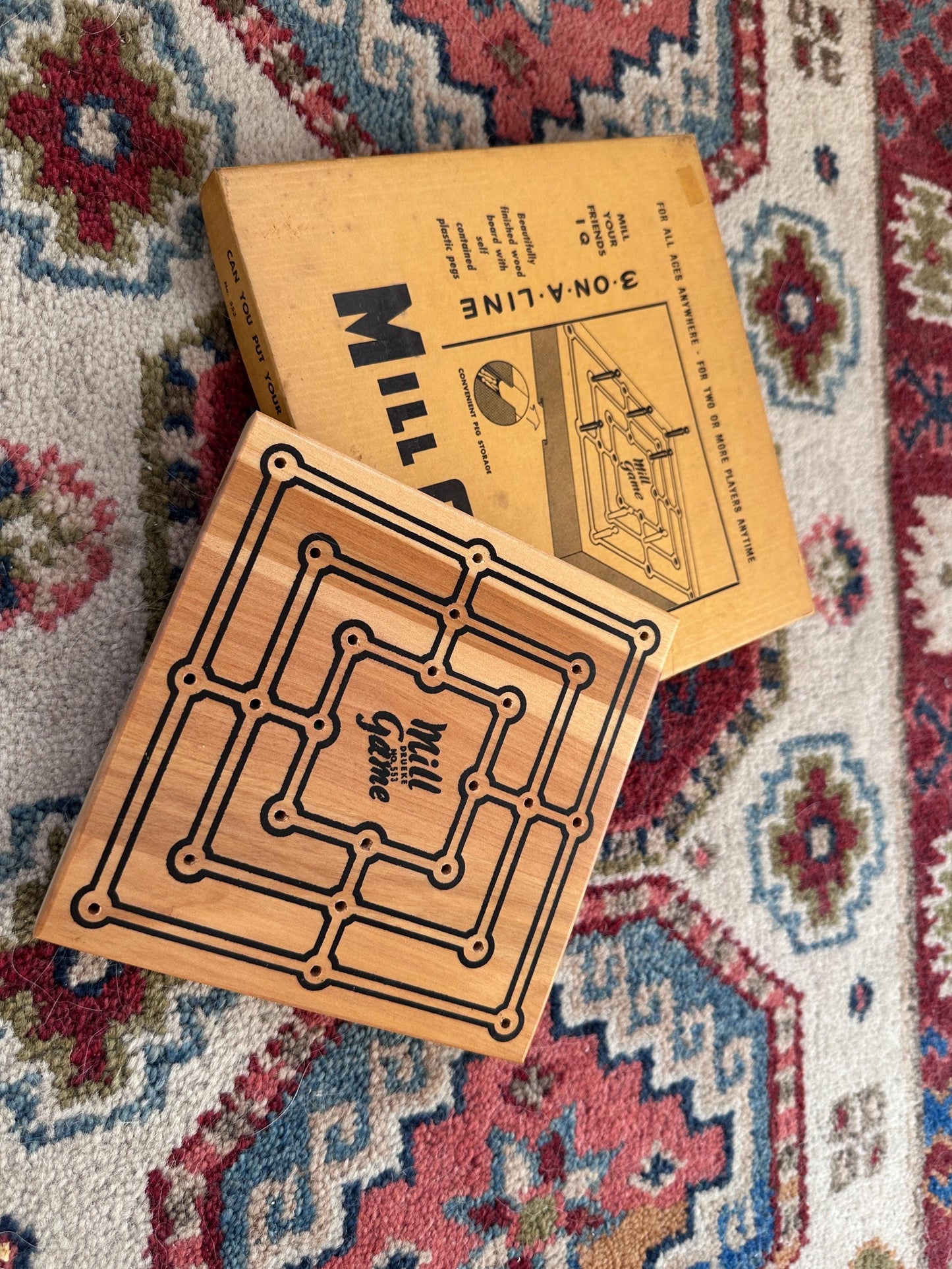 Vintage Drueke Mill Game | 1950s Wooden Strategy Board Game | Nine Men’s Morris | Mint Condition | Mid-Century Game Set | Original Box