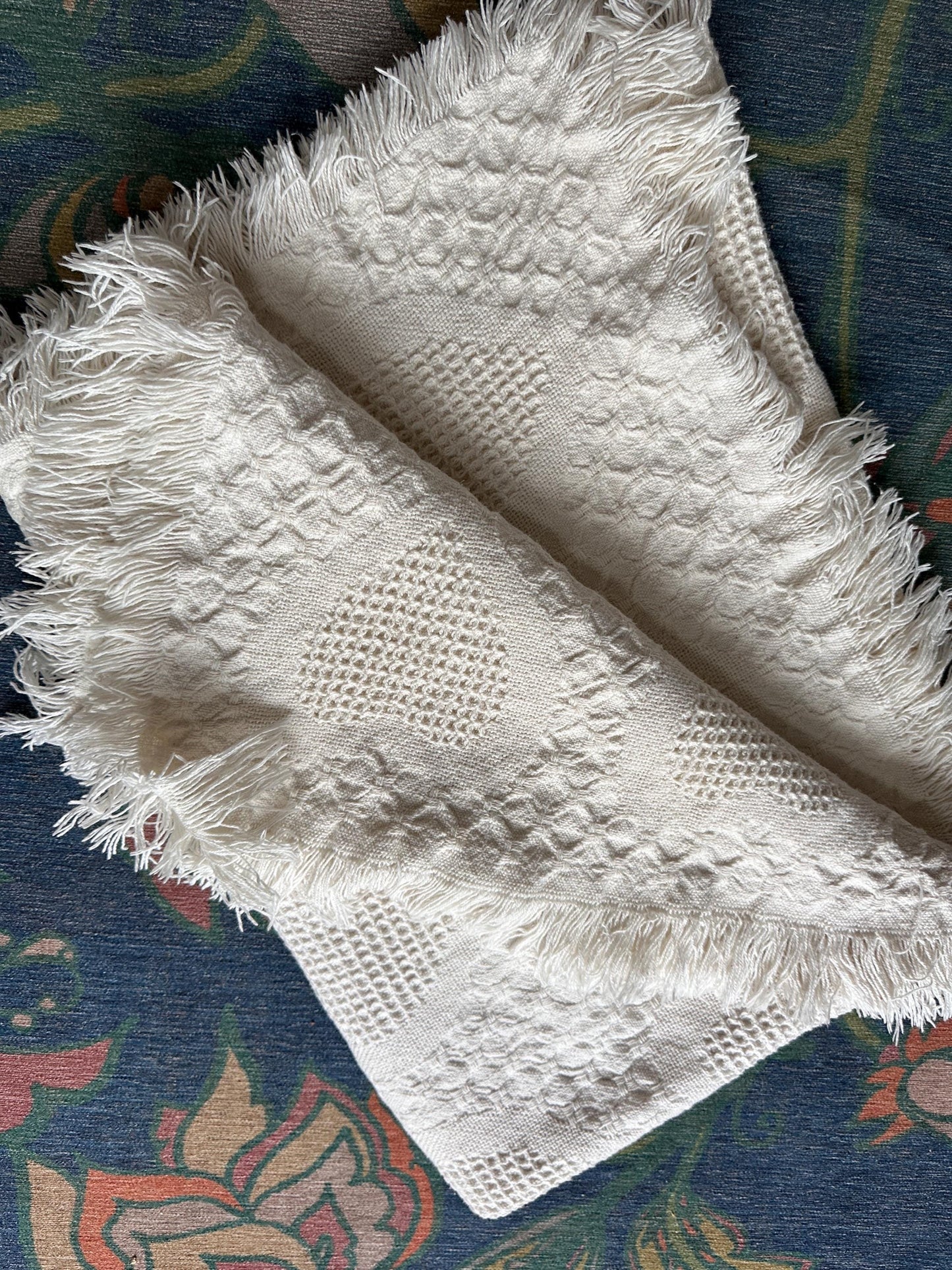 Embroidered Cotton Throw Blanket – “There’s Nobody Like Mom” Heart Design, Fringe Edges, 64” x 32”