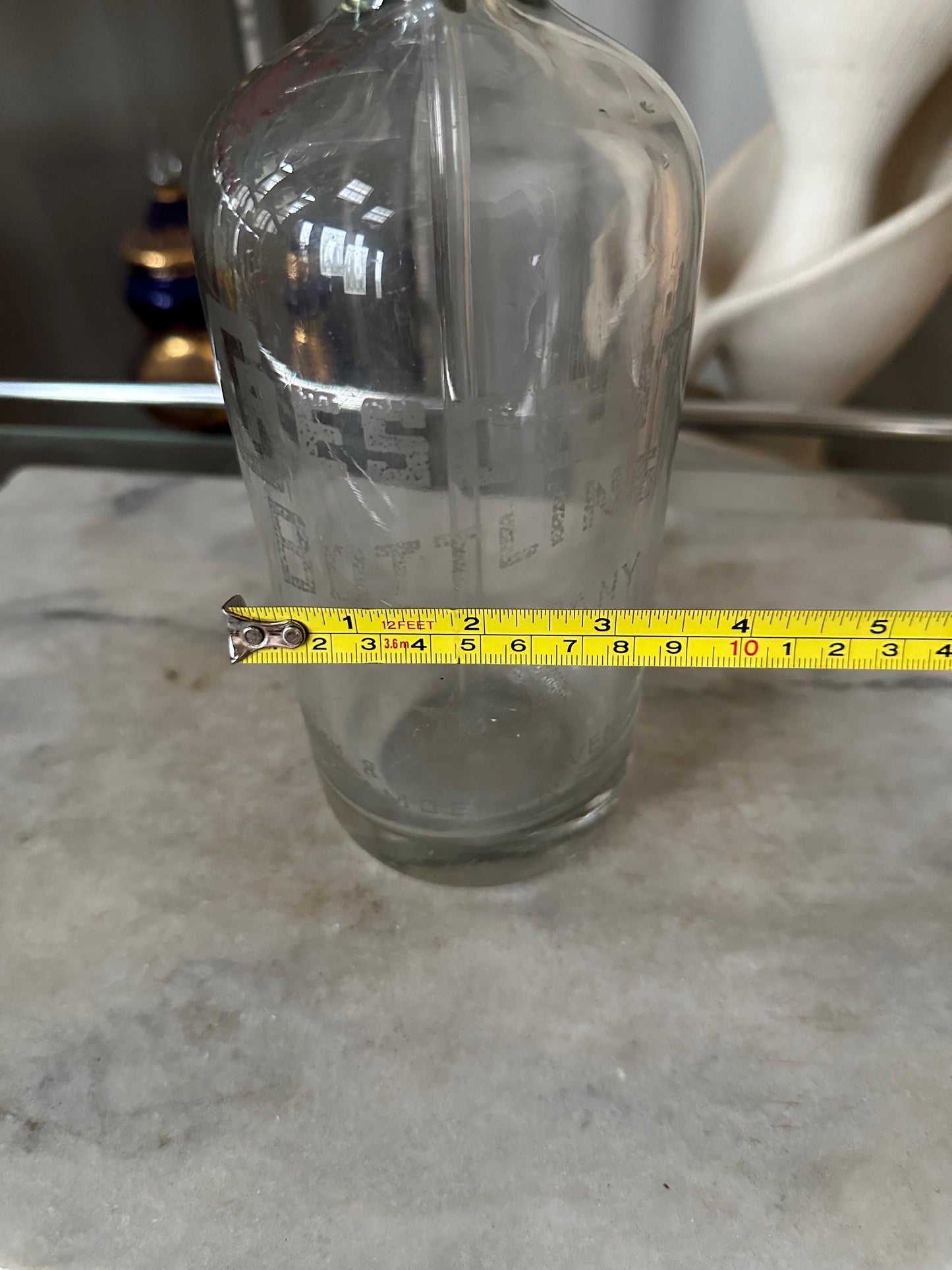 Antique Crescent Bottling Co. Seltzer Bottle: Camden NJ Etched Glass Display