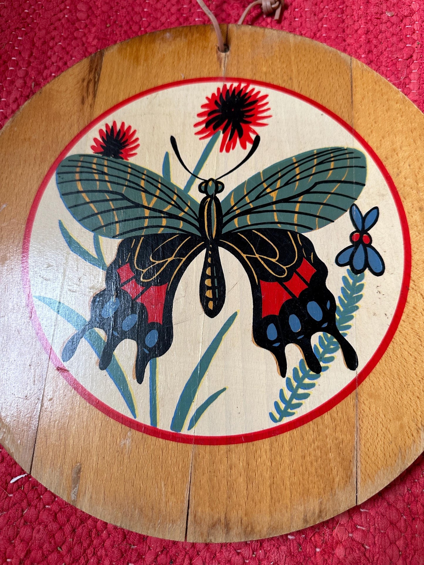 Hand-Painted Butterfly Wood Wall Art: Rustic Floral Decor