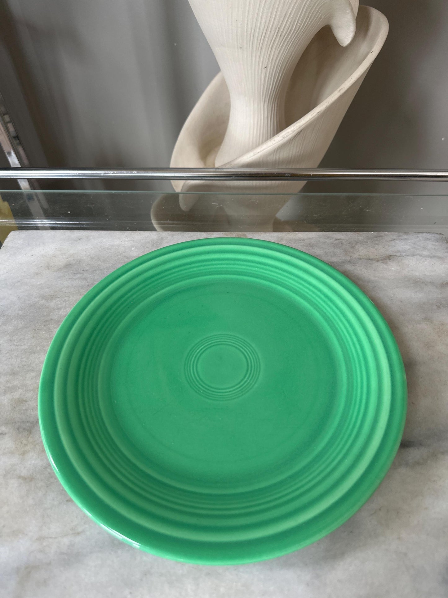 Vintage Fiesta Luncheon Plates Set of 2 | Green & Yellow | 9.5” Plates | Genuine Vintage Fiesta | 1936–1969 Backstamp