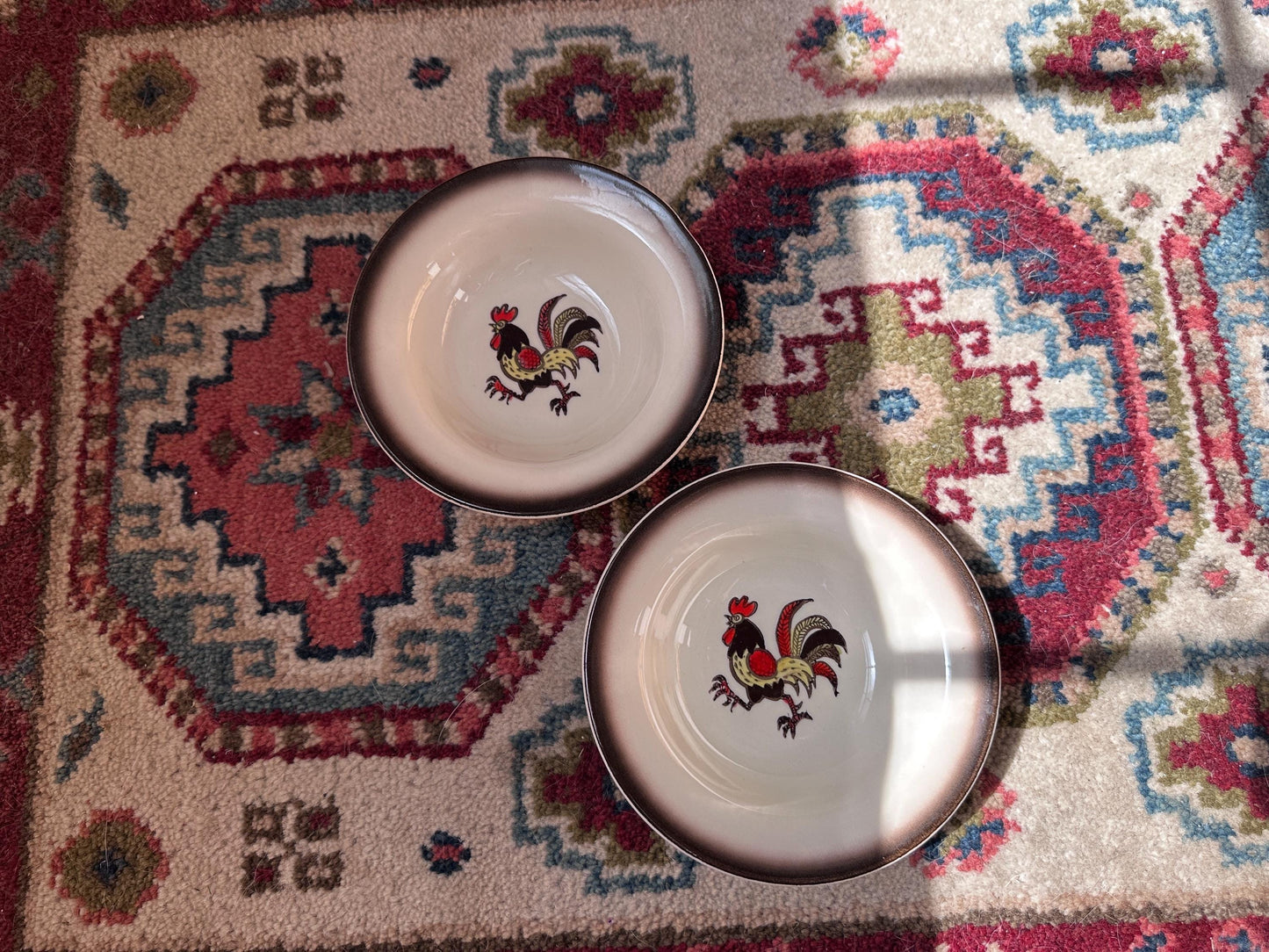 Set of 2 Vintage Metlox Red Rooster Dessert Bowls – Farmhouse Kitchen MCM USA, 6”