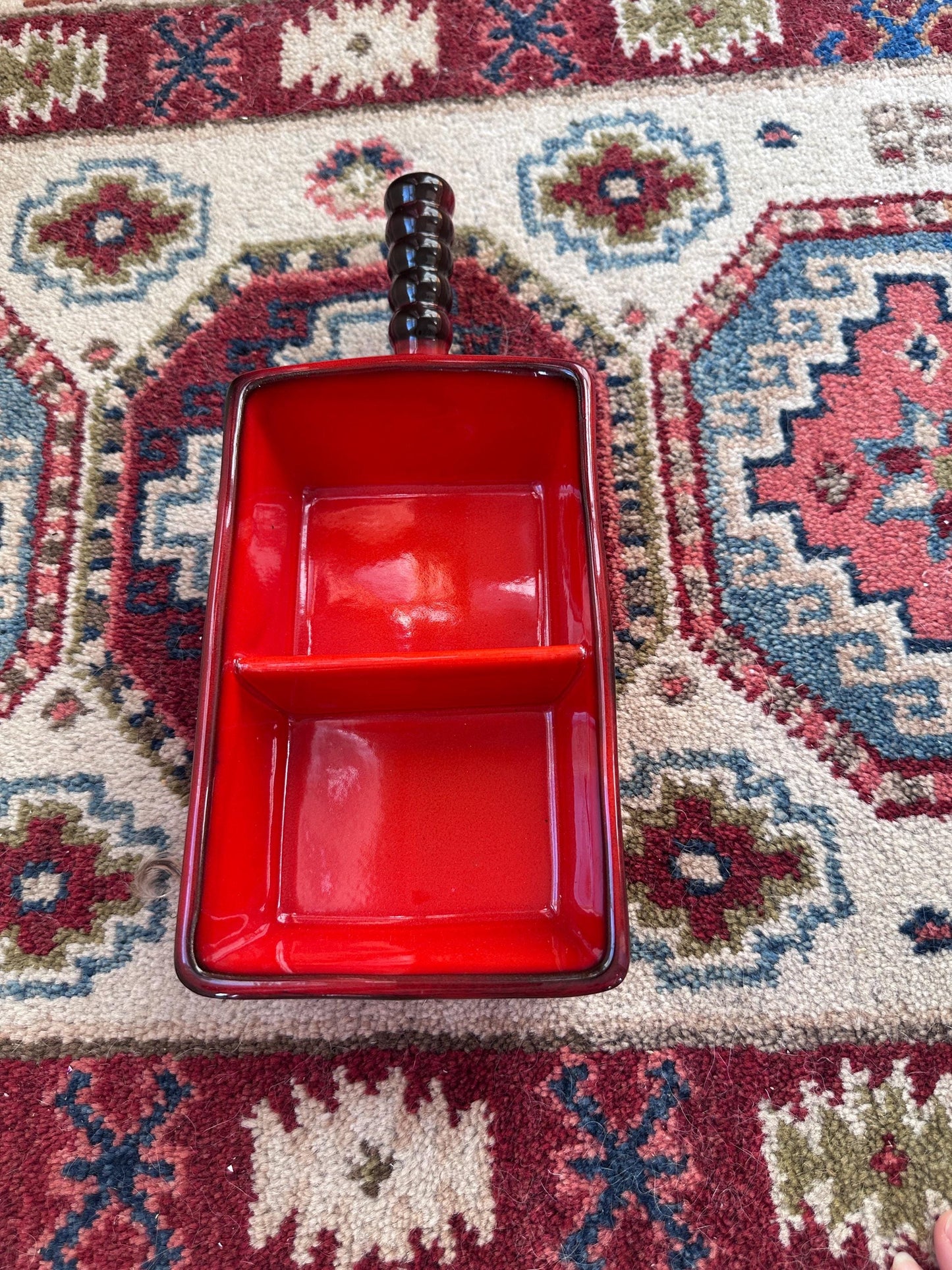 Vintage Metlox Poppytrail Bright Orange Divided Serving Dish | Retro California Pottery Vegetable Server | Like New | 1970s