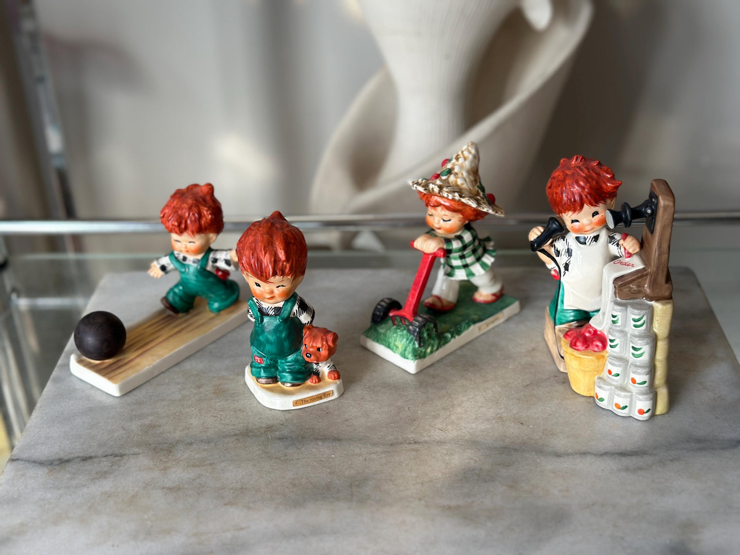 Vintage Goebel Porcelain Red Headed Boy & His Red Dog | “The Roving Eye” Collectible | W. Germany 1957 | Goebel Redheads Series
