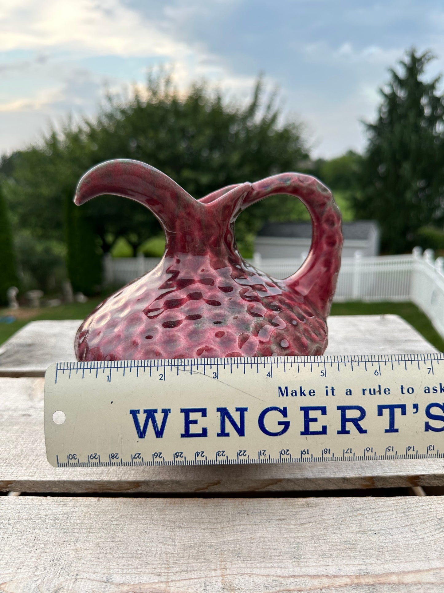 Vintage 1940's Artistic Potteries California Pitcher Dimples Pink Grey