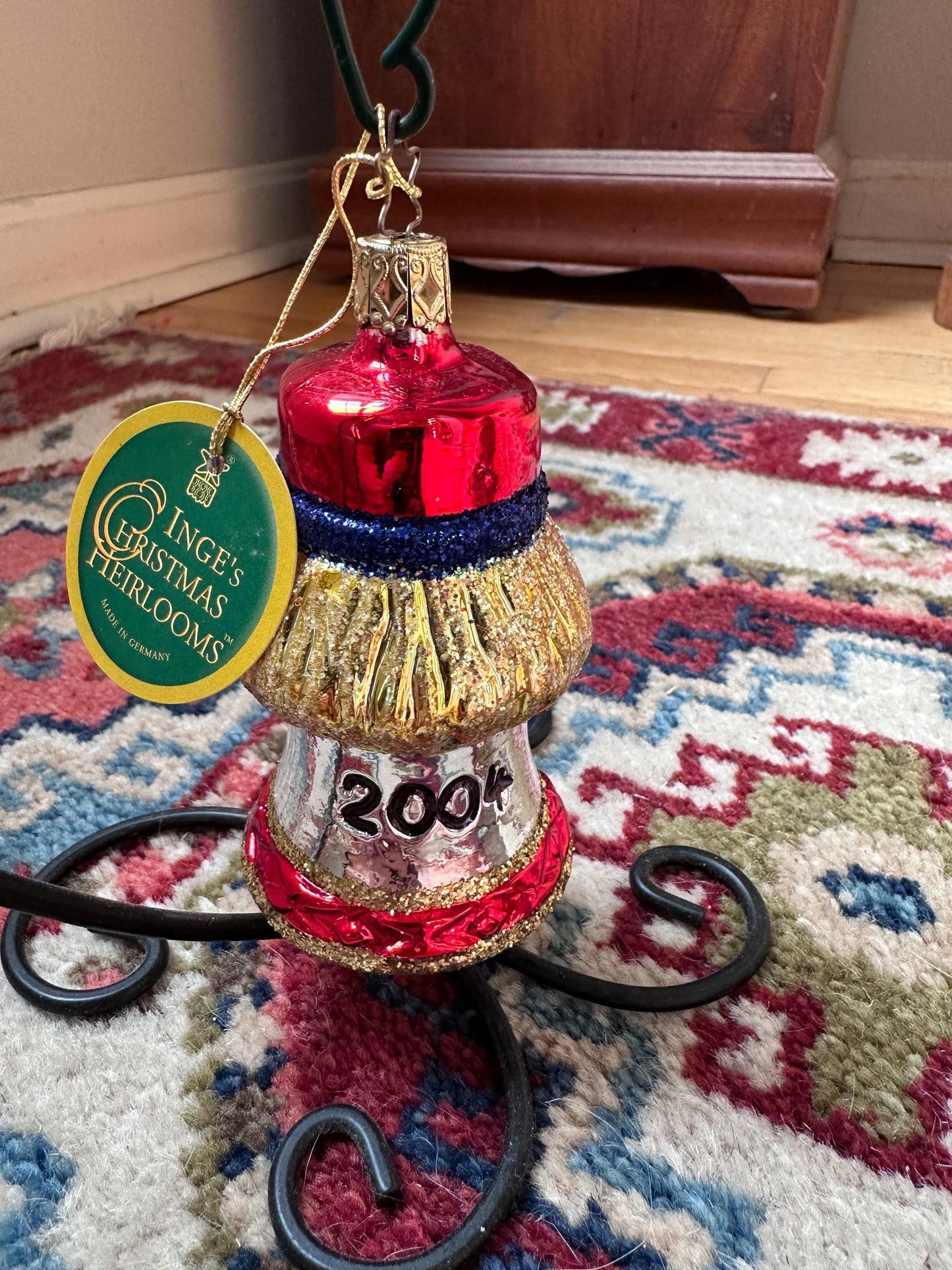 Inge-Glas Christmas Rooster Ornament | Hand-Blown German Glass | Original Box | Holiday Collectible