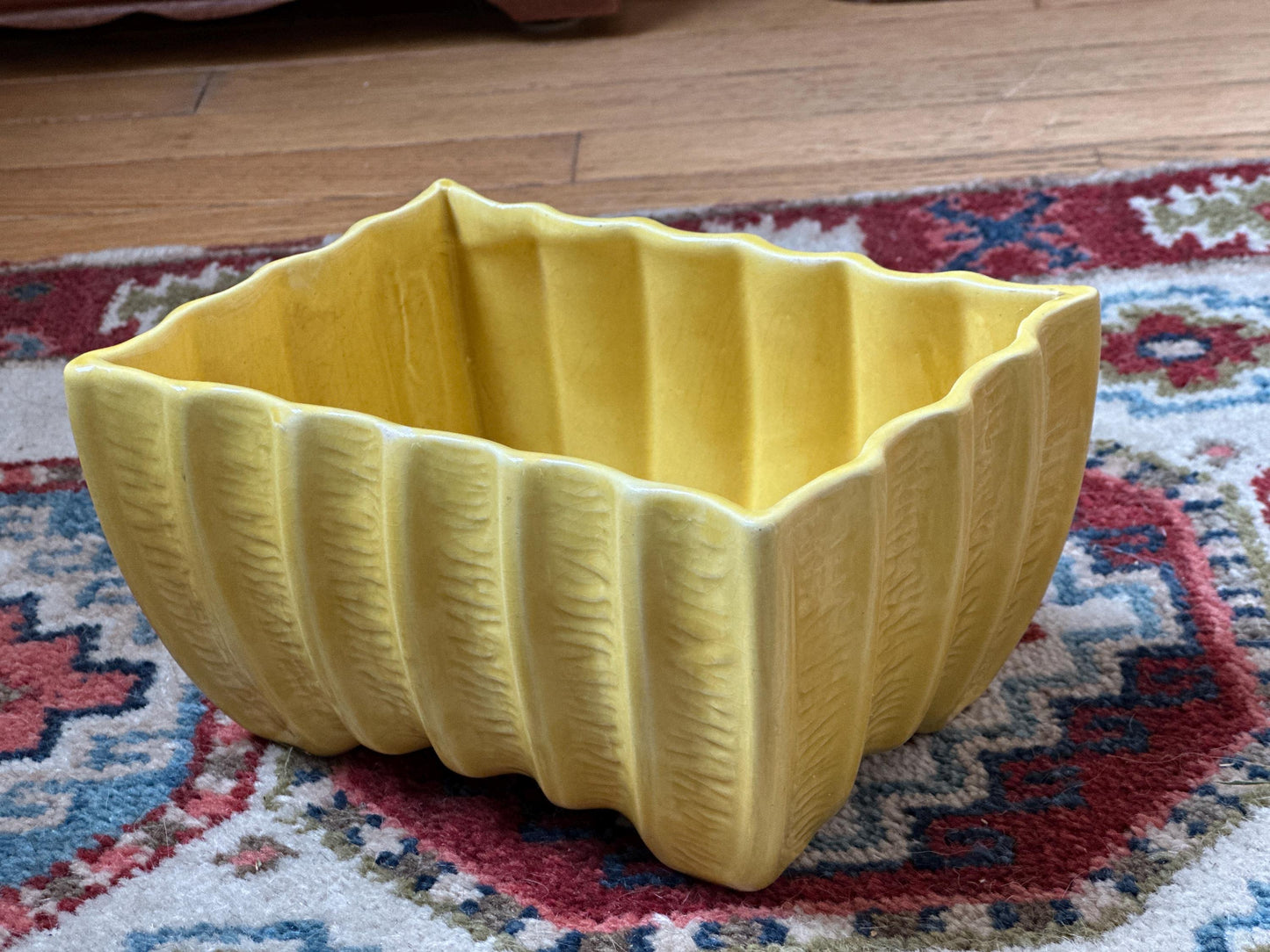 Vintage Cookson Pottery Rectangular Planter CP-3087, Vivid Yellow Mid Century