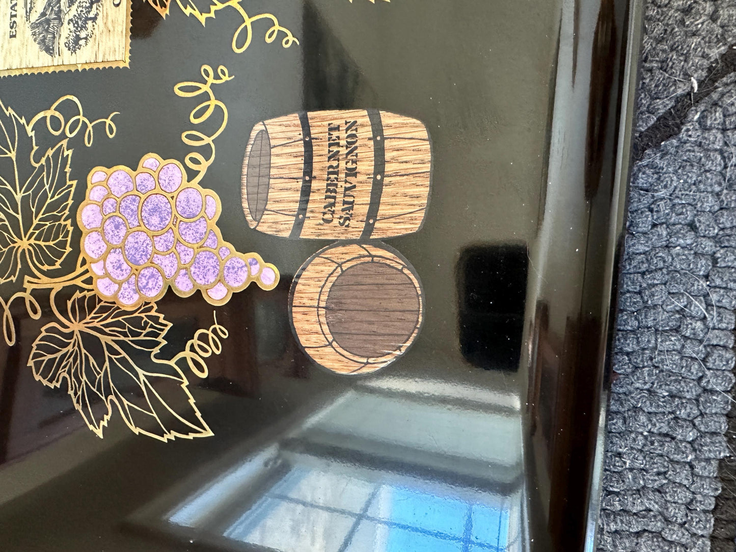 COUROC Tray Featuring Grapes, Wine Label and Barrel - Californiaoc Tray Featuring Grapes, Wine Label and Barrel - California | MCM COURO