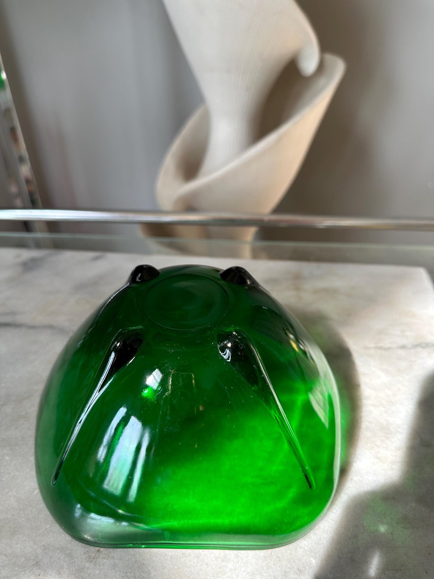 Anchor Hocking Glass Forest Green SWEDISH MODERN 6-1/2" Square Bowl