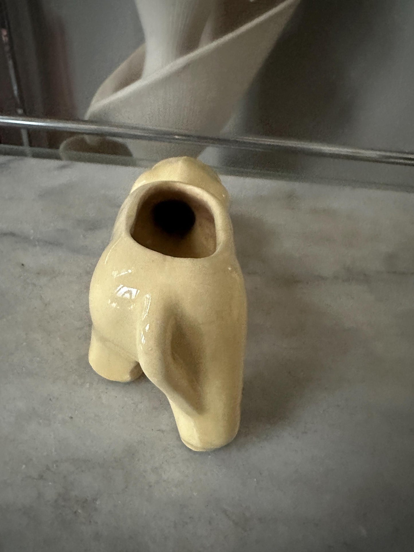Vintage Shawnee Pottery Yellow Ware Hound Dog Planter, Ceramic Dog Planter
