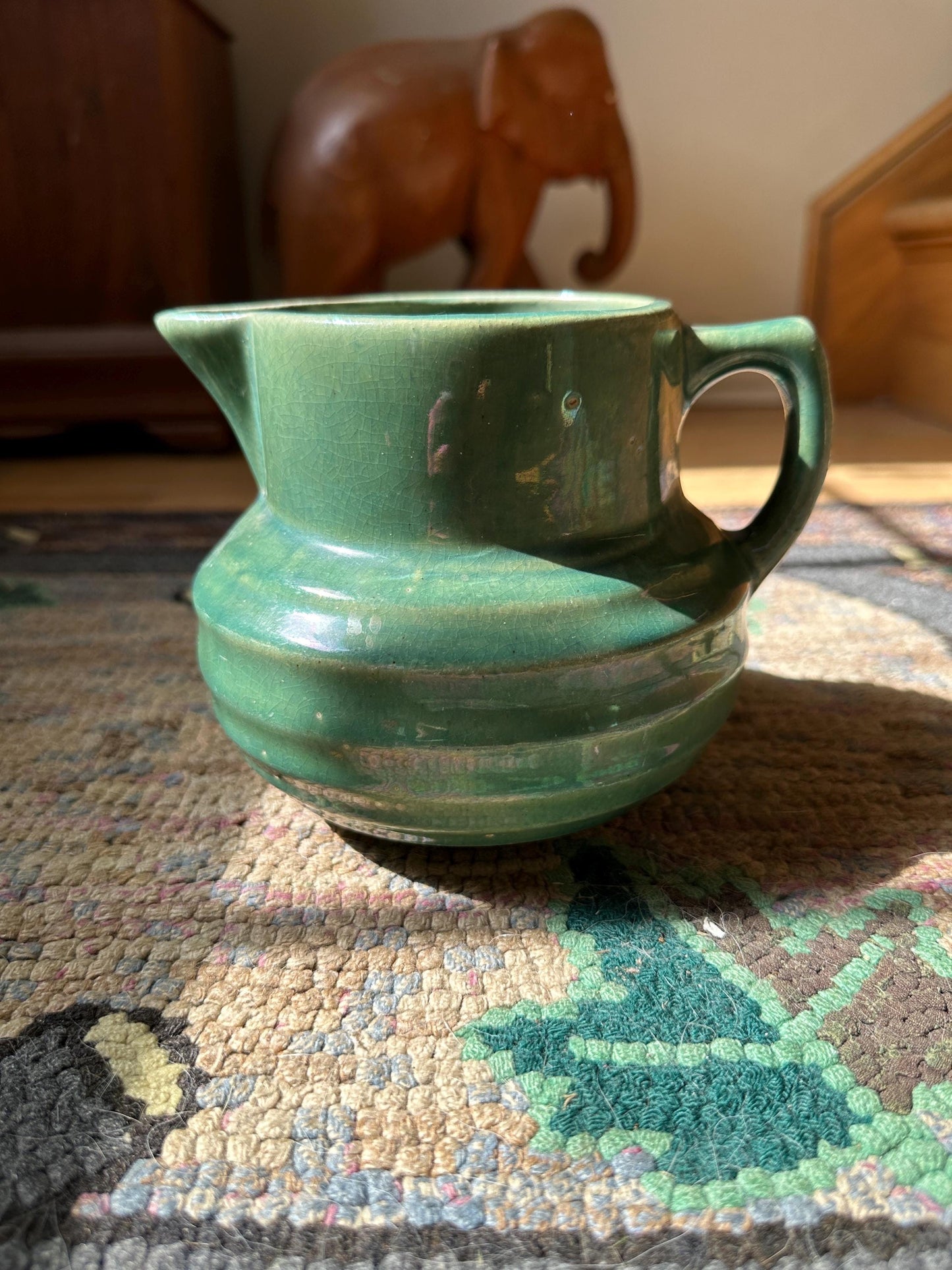 McCoy Buttermilk Pitcher | Anchor McCoy Buttermilk Pitcher | Green USA Pottery | VintasticCo