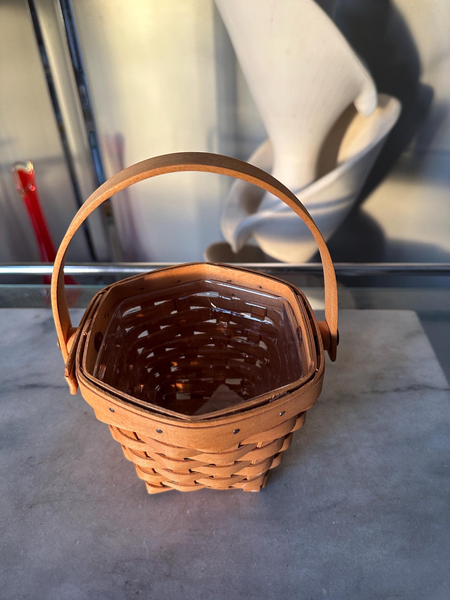 2001 Longaberger "American Cancer Society" Hexagon Basket With PROTECTOR