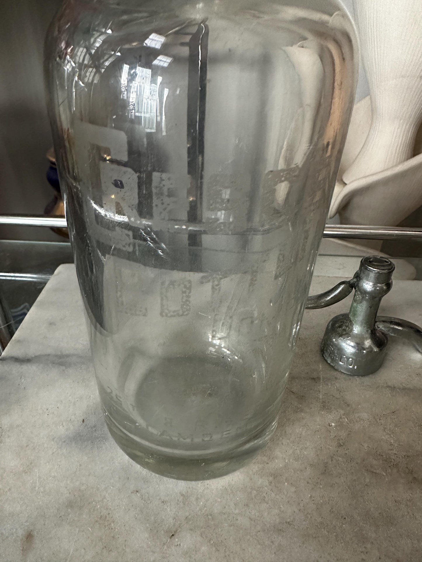 Antique Crescent Bottling Company | Camden NJ | Clear Bottle with Etched Lettering and Enraved Chrome Lid