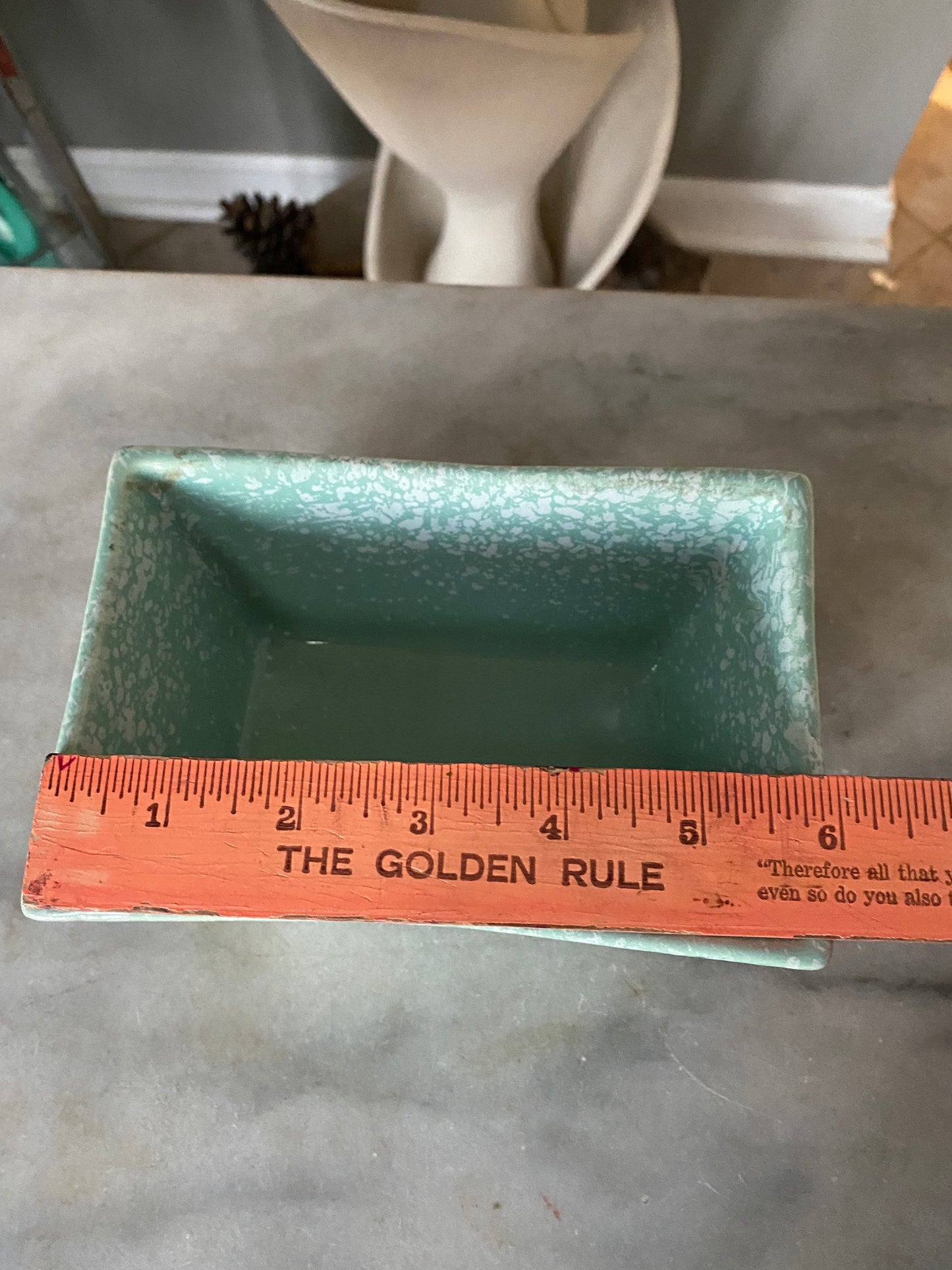 Blue Sequoia Pottery Planter Vintage Flower Pot Retro Mid Century Speckled Confetti Spatterware USA ~ Art Deco Sequoia USA Pottery Planter