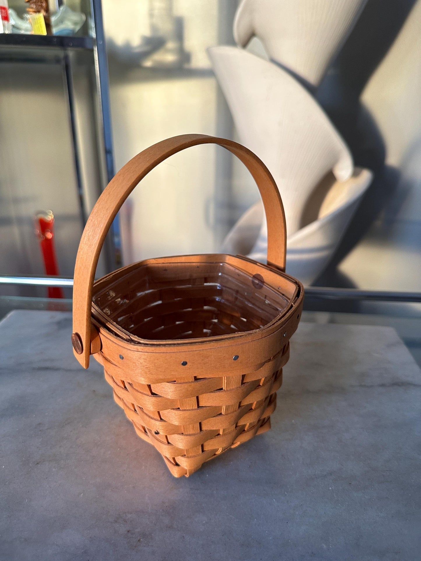 2001 Longaberger "American Cancer Society" Hexagon Basket With PROTECTOR