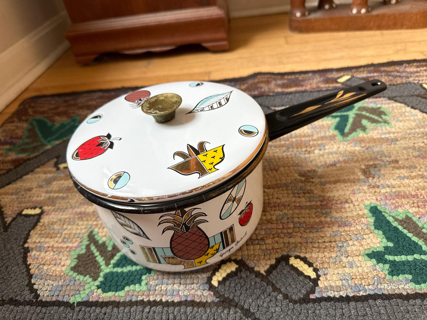 Mid-Century Modern George Briard Cookware 5 Piece Set | Ambrosia Pattwrn | Roaster | Saucepan | Coffee Pot | Teapot | MCM Kitchen