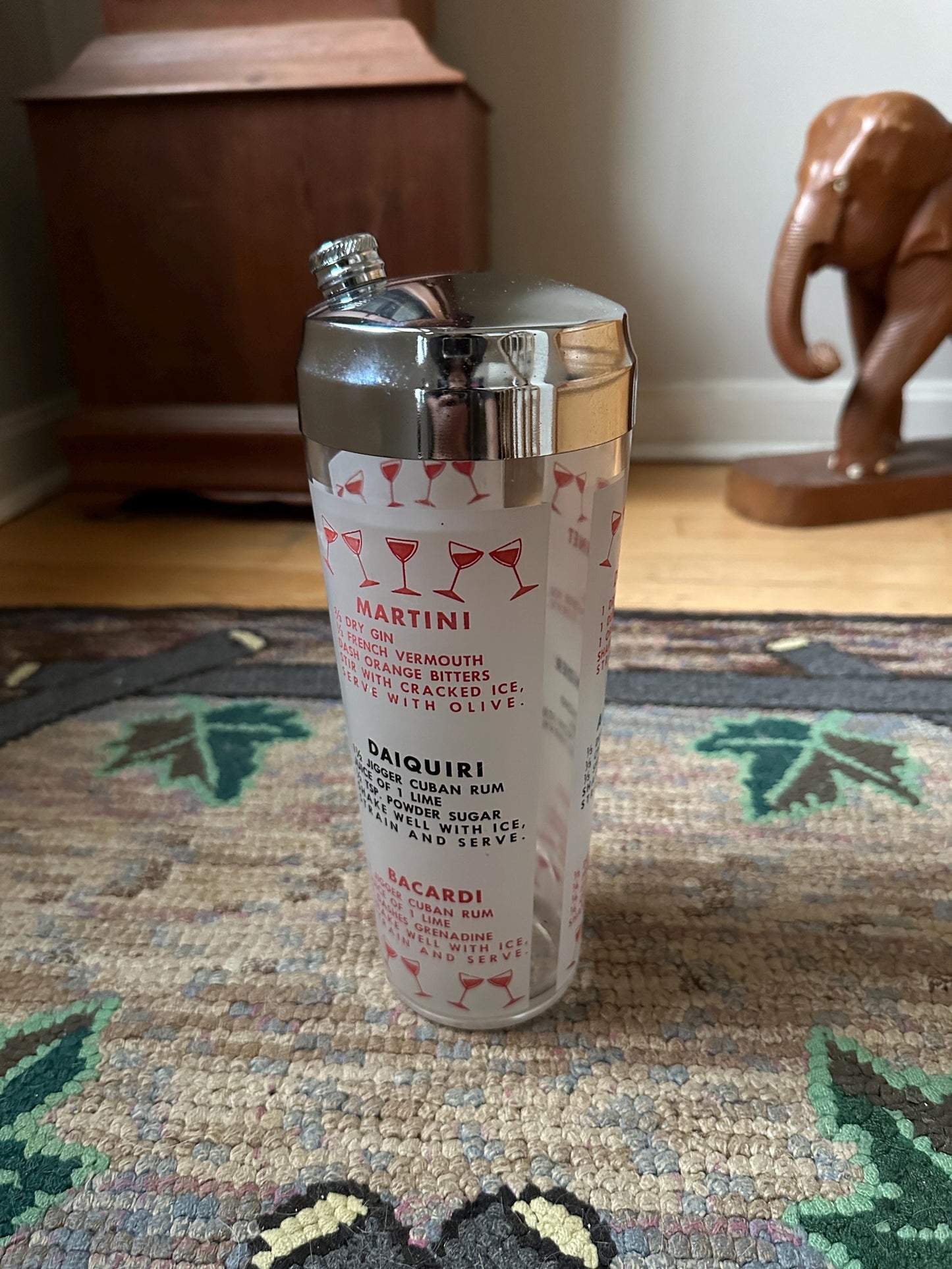 Mid century Modern cocktail shaker with recipes | Retro Barware | Mod Century Modern Bar