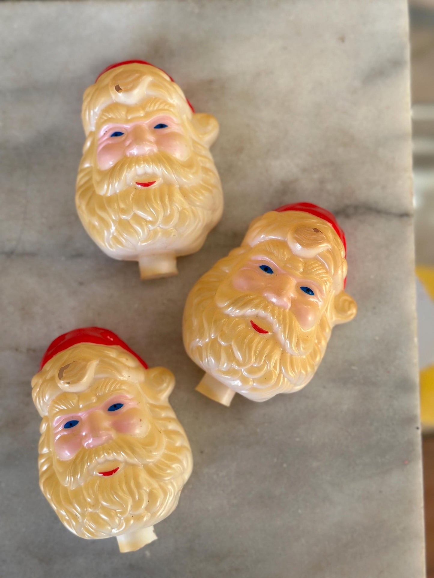 7 Vintage String Light Blow Mold Santa Claus Light Covers Retro/MCM