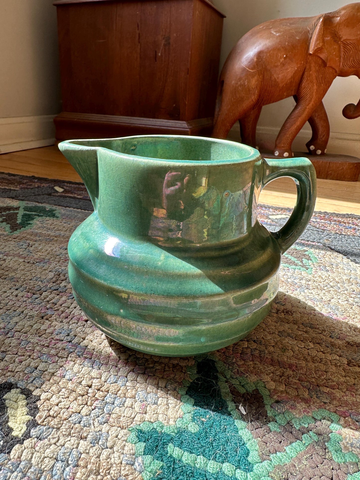 McCoy Buttermilk Pitcher | Anchor McCoy Buttermilk Pitcher | Green USA Pottery | VintasticCo