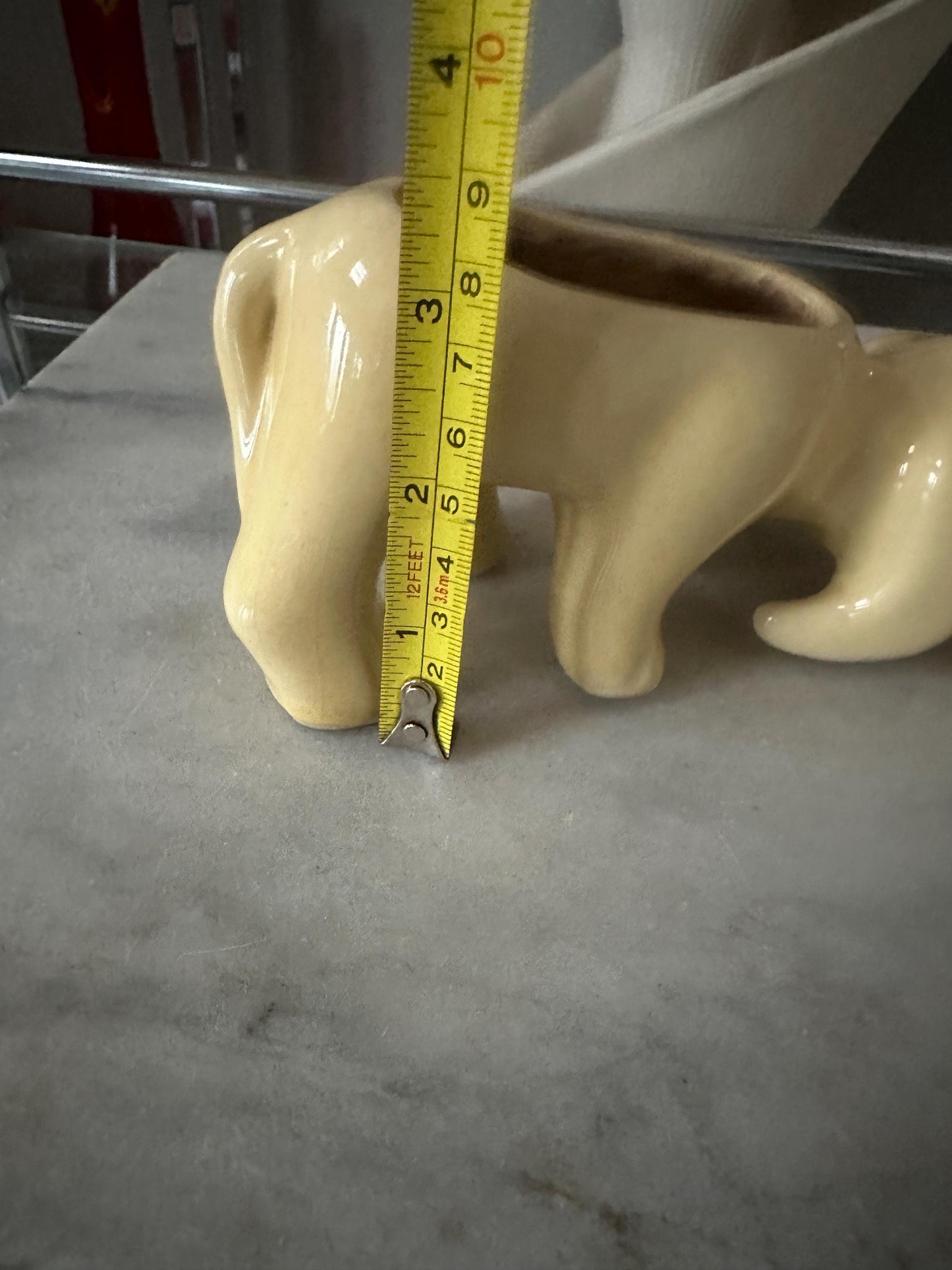 Vintage Shawnee Pottery Yellow Ware Hound Dog Planter, Ceramic Dog Planter