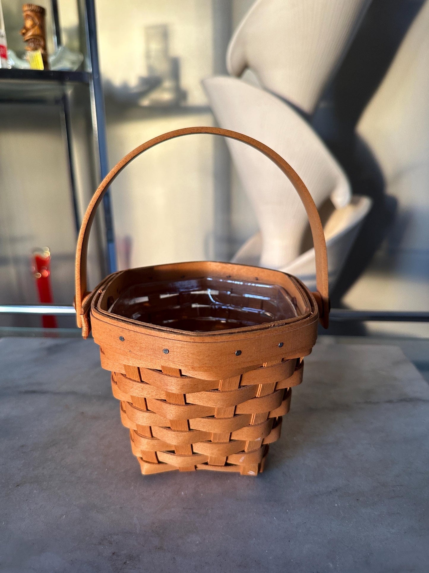 2001 Longaberger "American Cancer Society" Hexagon Basket With PROTECTOR