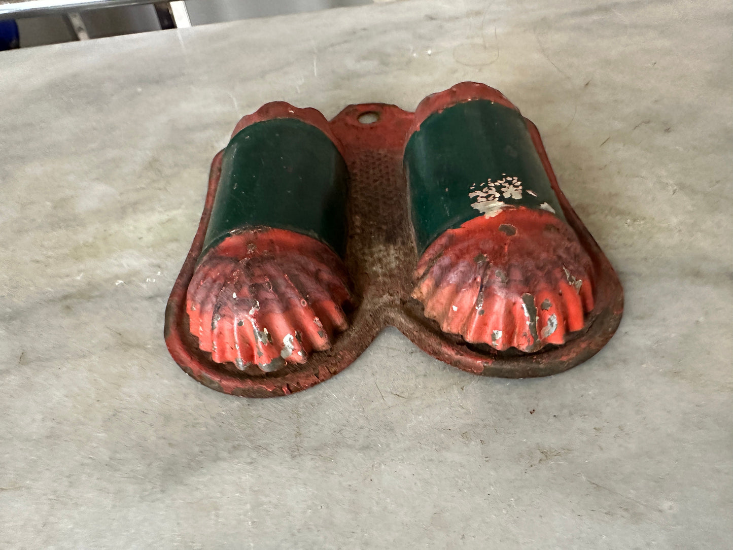 Antique Wall Match Holder. Wall Mounted Container From Kitchen Decor Red and Green Painted Tin Match Holder.