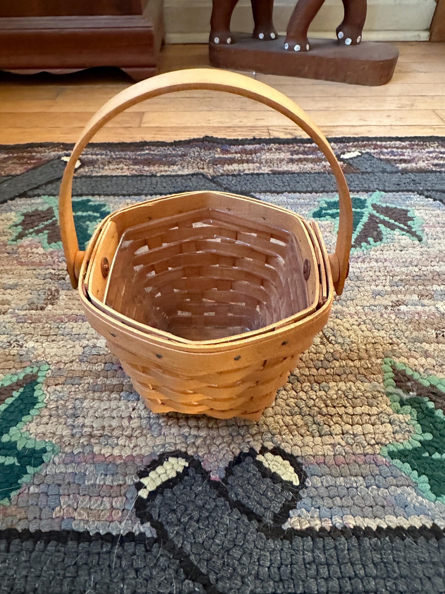 2001 Longaberger "American Cancer Society" Hexagon Basket With PROTECTOR