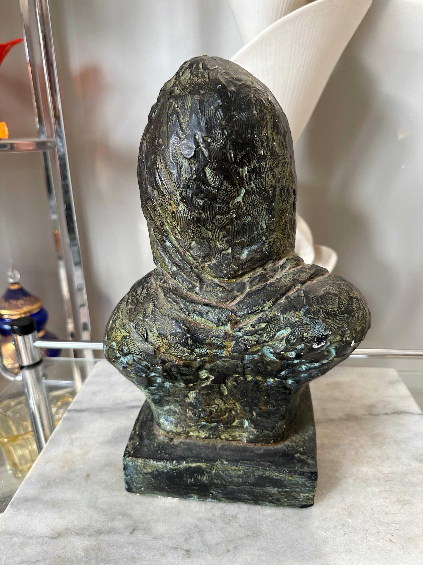 1960s Vintage Michelangelo Sculpture Self Portrait Bust by Austin Productions Art