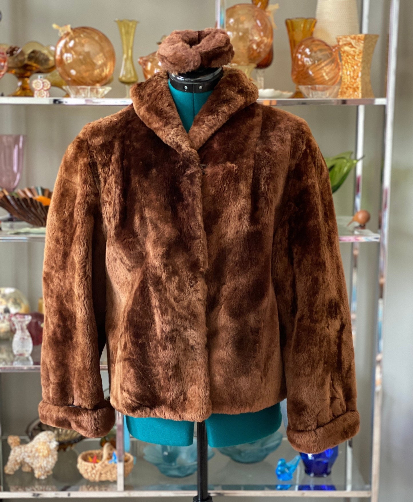 Vintage 1950’s Pin-up! Faux Mink Stole! Wrap! Beautiful! Includes Matching Headband