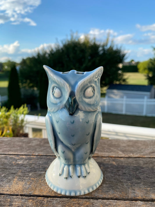 Vintage Porcelain Owl, Blue and White Mini Owl Figurine / Vase Blue and White Owl | Made in Germany