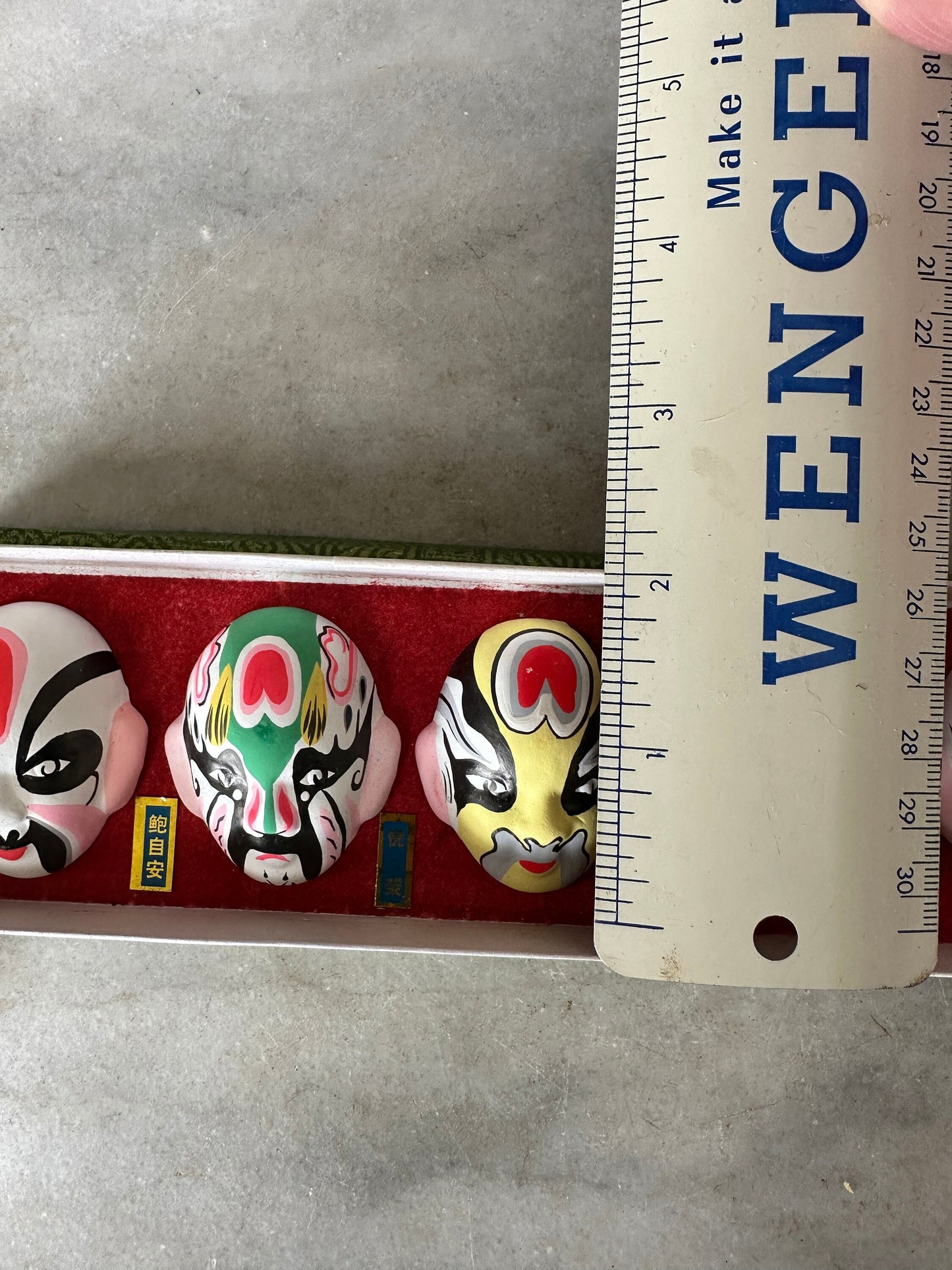 Chinese Opera Masks Miniature Chinese Opera Facial Make Up Masks Red Blue Green White Set of 6 Mini Chinese Opera Masks In Velvet Lined Box