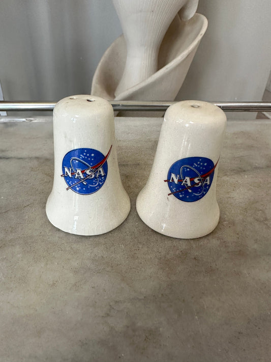 Vintage NASA Logo Porcelain Salt Pepper Shaker Set