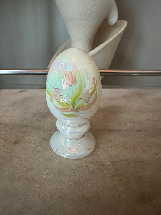 Limited Edition Fenton Tulips Pedestal Egg Artist Signed