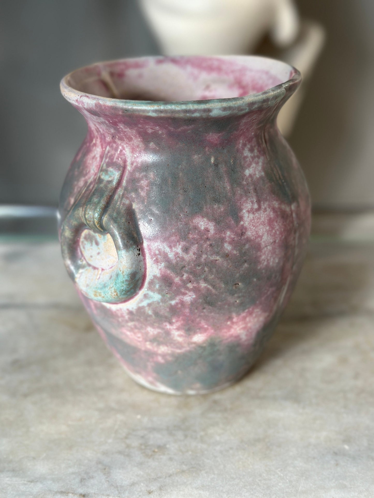 Burley Winter 1930s Vintage Art Pottery Mottled Purple, Blue and Pink | Ceramic Vase 53