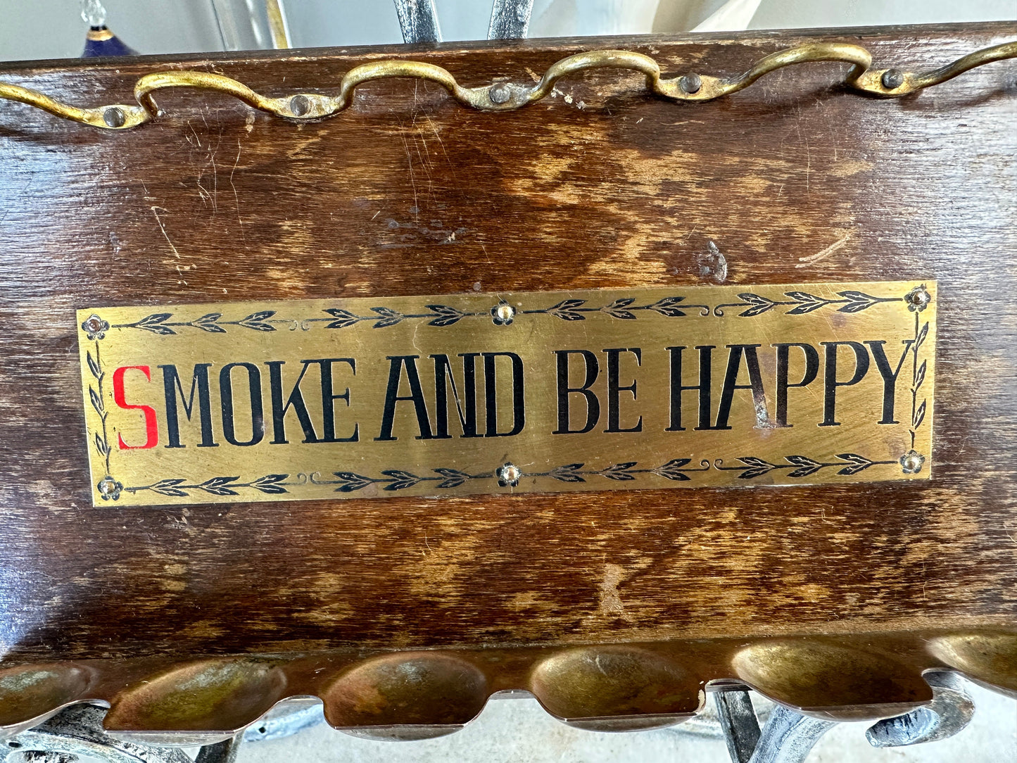 Vintage Smoke and Be Happy Pipe Rack | Antique Pipe Rack