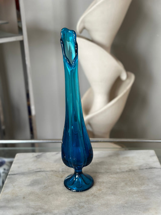 Vintage Viking Glass EPIC Bluenique Swung Pulled Vase
